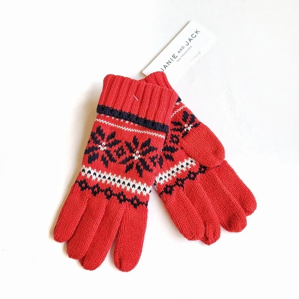 New Janie & Jack Size 4-5T Knit Mittens Holiday Christmas NWT